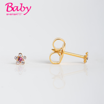 Baby System75 Flor Cristal & Rosa Bañado en Oro