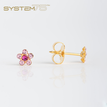 System75 Flor Rosa Fucsia Bañado en Oro
