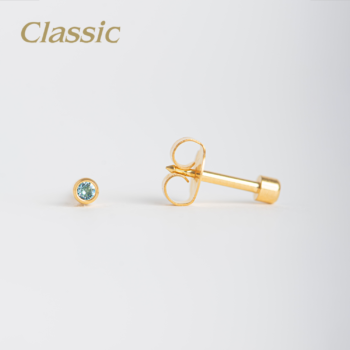 Classic Pequeño Bisel Azul Bañado en Oro