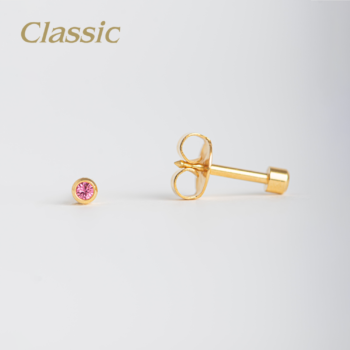 Classic Pequeño Bisel Rosa Bañado en Oro