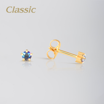 Classic Mediano Tiffany Iridiscente Azul Bañado en Oro