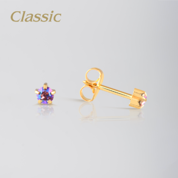 Classic Mediano Tiffany Iridiscente Rosa Bañado en Oro