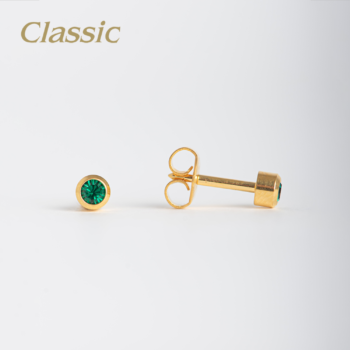 Classic Mediano Bisel Verde Bañado en Oro