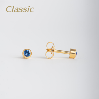 Classic Mediano Bisel Azul Oscuro Bañado en Oro