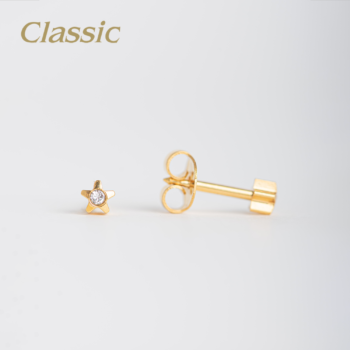 Classic Mediano Forma Estrella Cristal Bañado en Oro