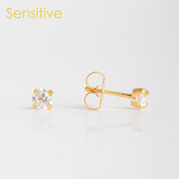 Sensitive Tiffany Zirconia 4mm Bañado en Oro
