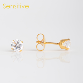 Sensitive Tiffany Zirconia 5mm Bañado en Oro