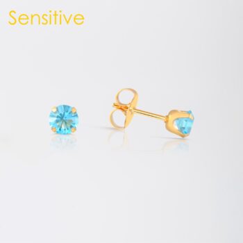 Sensitive Tiffany Aguamarina (Azul Claro) Bañado en Oro