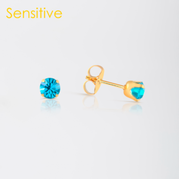 Sensitive Tiffany Zirconia Azul Bañado en Oro