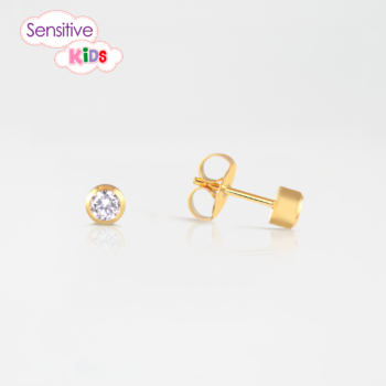 Sensitive Kids Bisel Zirconia 3mm Bañado en Oro