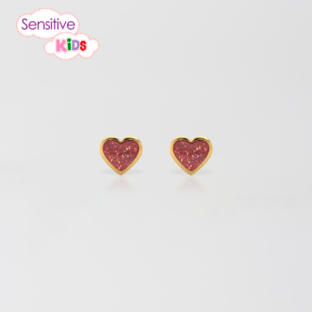 Sensitive Kids Corazón Glitter Rojo Bañado en Oro