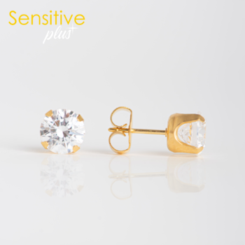 Sensitive Plus Tiffany Zirconia 7mm Bañado en Oro
