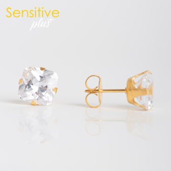 Sensitive Plus Zirconia Cuadrada 8x8mm Bañado en Oro
