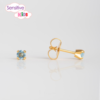 Sensitive Kids Tiffany Aguamarina 3mm Bañado en Oro