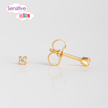 Sensitive Kids Tiffany Zirconia 2mm Bañado en Oro