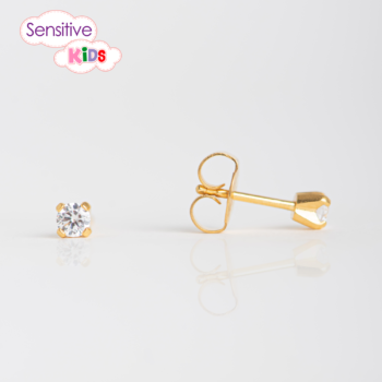 Sensitive Kids Tiffany Zirconia 3mm Bañado en Oro