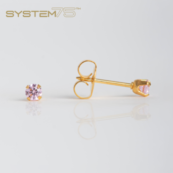 System75 Tiffany Zirconia Rosa 3mm Bañado en Oro