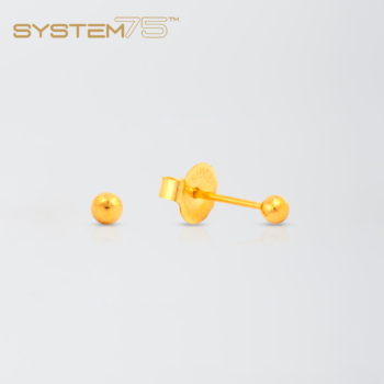 System75 Bola 3mm Long Post Bañado en Oro
