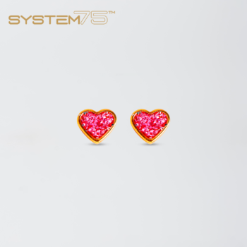 System75 Corazón Glitter Rosa 7mm Bañado en Oro