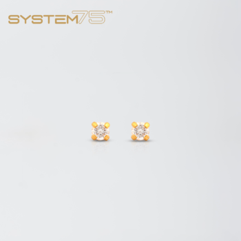 System75 Tiffany Zirconia 3mm Long Post Bañado en Oro